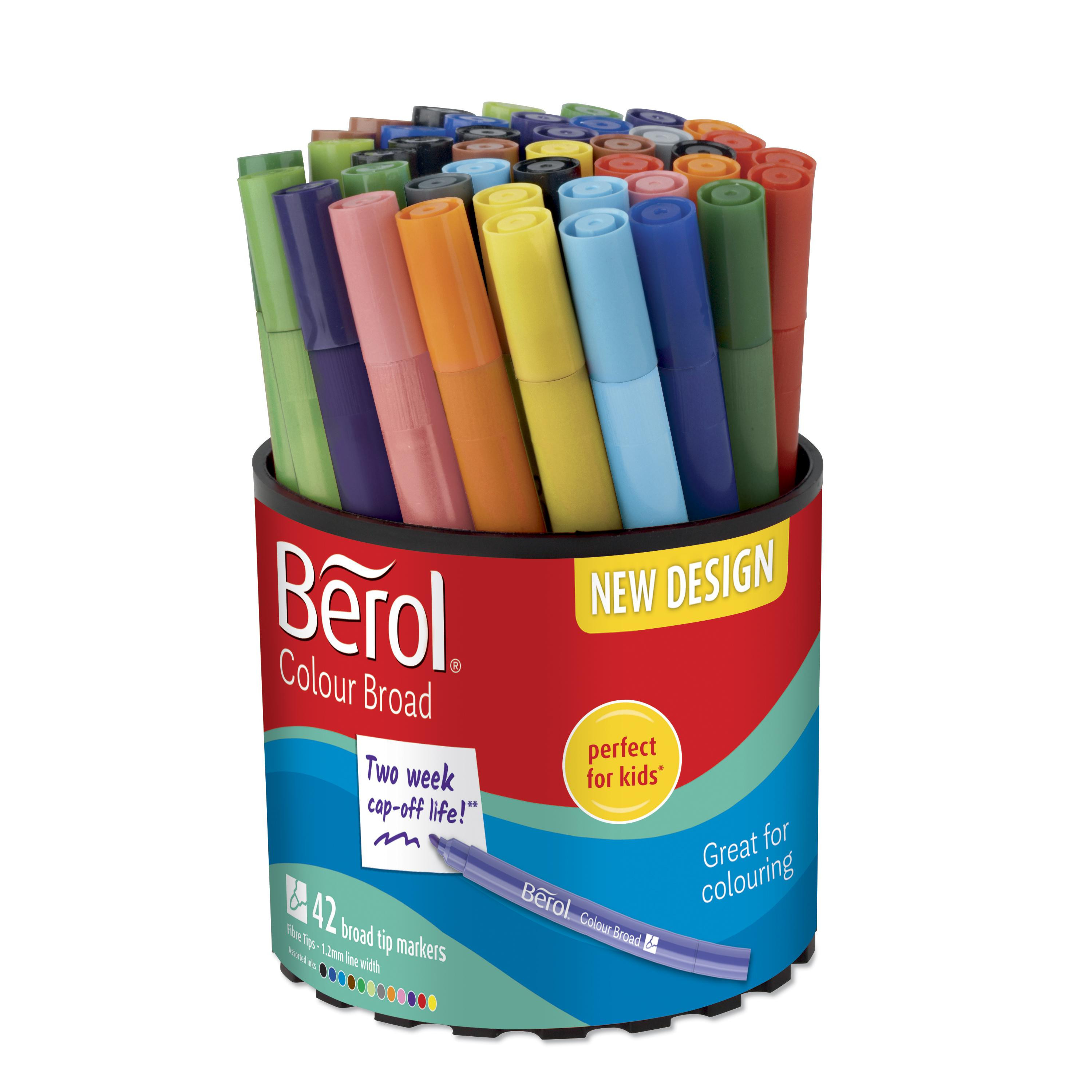 Berol Felt Tip Colouring Markers, Broad Point (1.2mm), Washable
